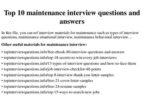 Top 10 Maintenance Interview Questions And Answers