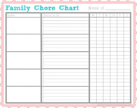Editable Chore Charts For Multiple Children Daily Chore Charts