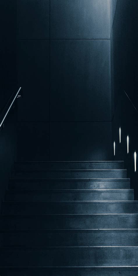 Download Wallpaper Dark Room Interior Staircase Lighting Backlight