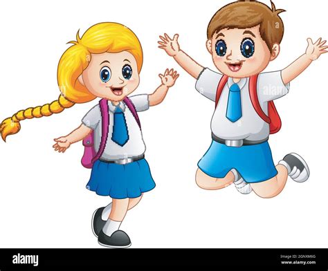 Happy School Kids In A School Uniform Stock Vector Image And Art Alamy