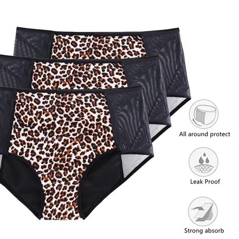 4 Layers Menstrual Period Panties Bamboo Leak Proof Sexy Leopard Women Waterproof Physiological