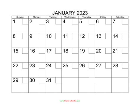 Free Printable Calendar With Large Boxes Calendar Printable