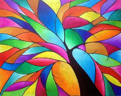 Lisas Arty Life How To Paint An Abstract Tree With Oil Pastels