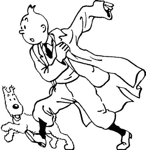 The Famous Tintin And Snowy In The Adventures Of Tintin Coloring Page