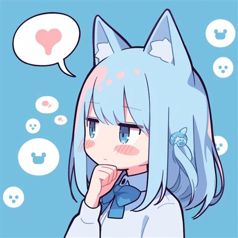 Premium Ai Image Anime Girl With Blue Hair And A Cat Ears With A