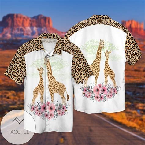 Love Giraffes With Flowers For Men And Women Graphic Print Short Sleeve