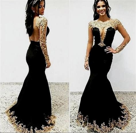 Black And Gold Prom Dresses With Sleeves Naf Dresses Within Black And