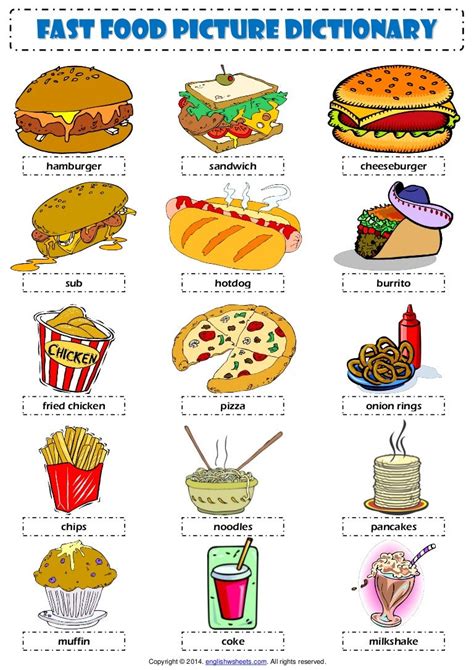 Food Pictionary Esl Worksheet By Alenka 277