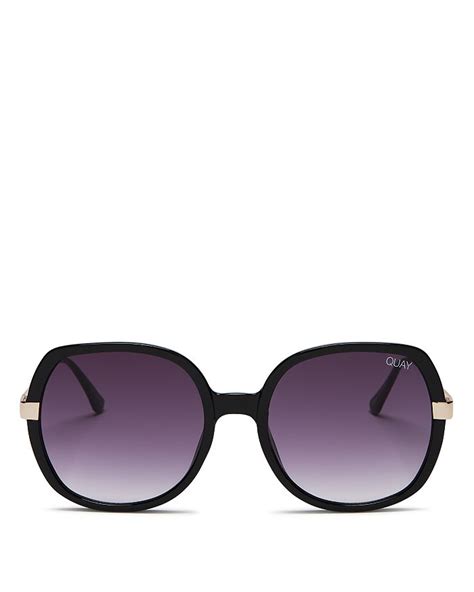Quay X Chrissy Teigen Gold Dust Round Sunglasses 55mm In Blacksmoke Modesens