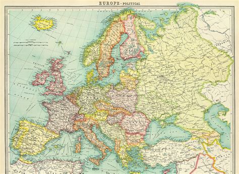 Antique Europe Digital Map Europe Printable Map Poster Europe