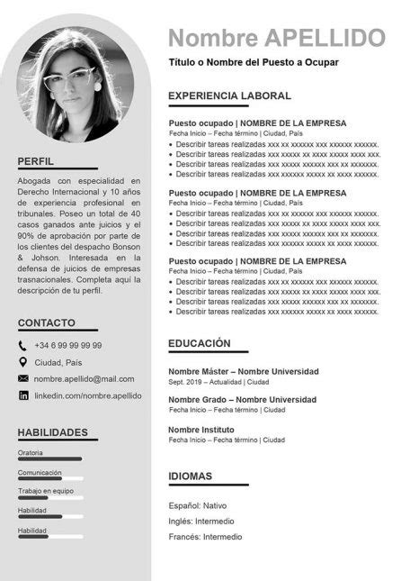 Ejemplo De Currículum Bien Hecho Descarga Gratis Cv Word