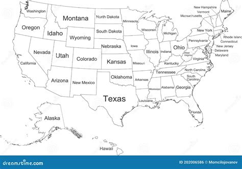 Mapa Federal Branco Dos Estados Unidos Da América Ilustração do Vetor