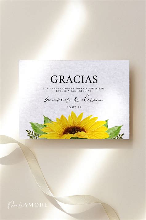 Tarjetas De Agradecimiento Para Imprimir Diseño Girasoles Ponle Amore