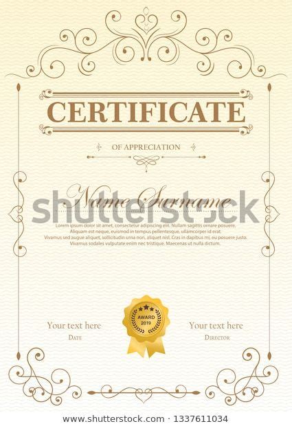 Certificate Of Appreciation Gold Border Vintage Gold Vectors