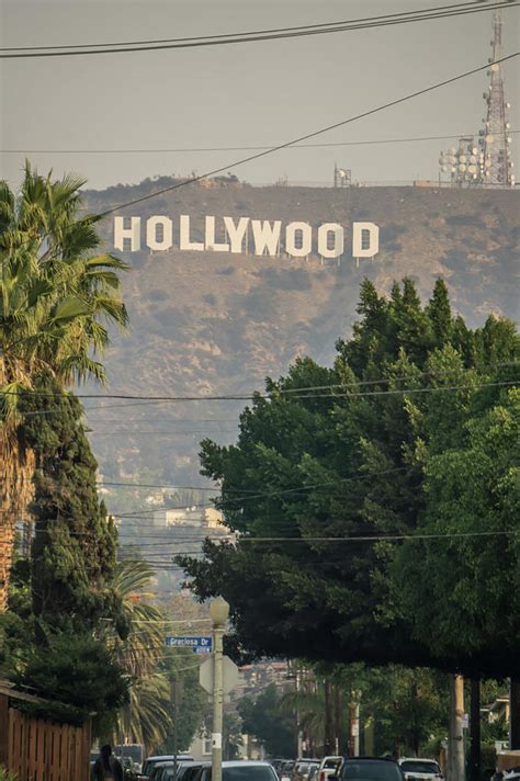 Famous Hollywood Sign On A Hill In A Distance Photograph By Alex