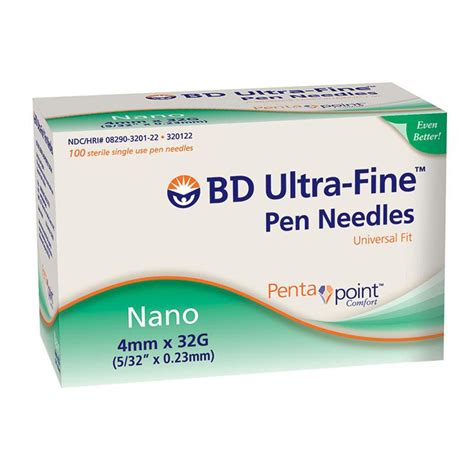 Ultra Fine Nano Pen Needle 32g X 4 Mm 100 Count