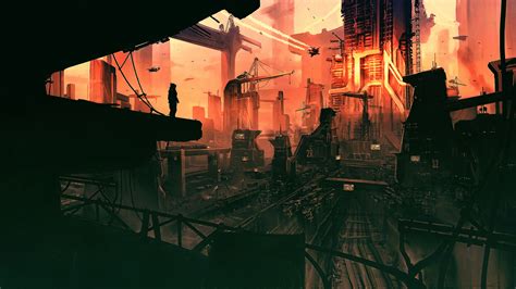 Futuristic City Science Fiction Concept Art Digital A
