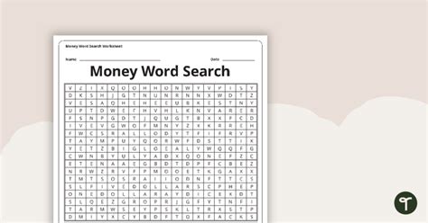 Australian Money Word Search With Solution Teach Starter