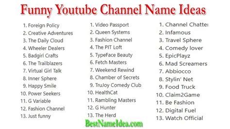 Best Funny Youtube Channel Names Ideas