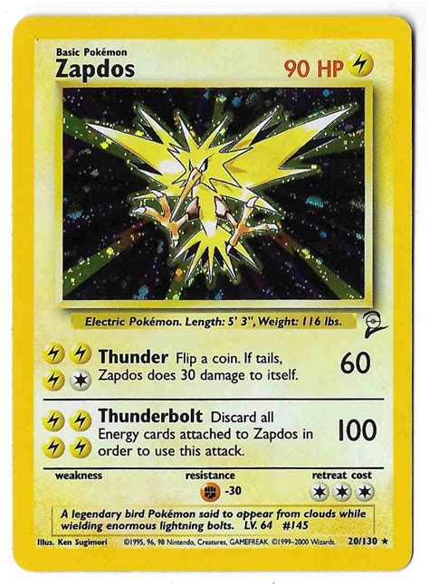 Tm, ® and pokémon character names are. 2000 Pokemon Card Zapdos Base Set 2 Rare Holo #20/130 on Kronozio