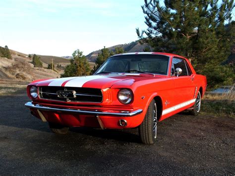 Poppy Red Restomod 1965 Ford Mustang White Shelby Racing Stripes 302