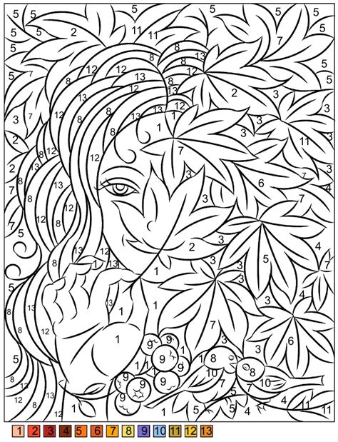 Nicoles Free Coloring Pages Autumn Fairy Color By Numbers