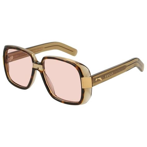 gucci gg0200s 005 clear and gold unisex sunglasses see my glasses