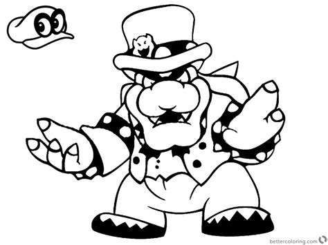 When bowser is in full fury, he can be pretty scary. Super Mario Odyssey Coloring Pages Bowser | Kerra