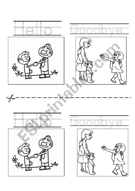 Trace The Words Hello And Goodbye Greetings Esl Worksheets Esl Teaching Resources