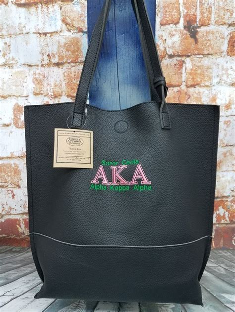 AKA Sorority Personalize Handbag Alpha Kappa Alpha Embroidery Faux Lea