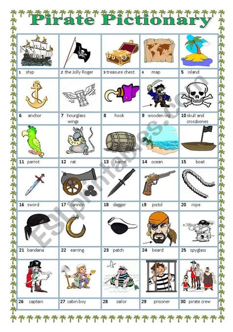 Pirate Pictionary Worksheet Pirate Vocabulary Pirates Reading