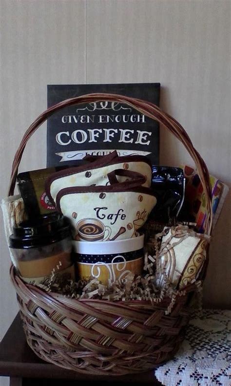 I'm wondering what is in the big bottle in the back on the right. Coffee Lovers Basket for Chinese Auction | Coffee gift ...