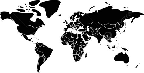 Simple Black And White World Map With Rounded Corners Vector Rounded