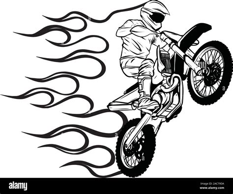 Motocross Rider Ride The Motocross Bike Vector Illustration Stock
