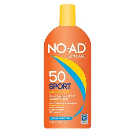 No Ad Sun Care Sport Sunscreen Lotion Spf 50 16 Oz 6 Pack