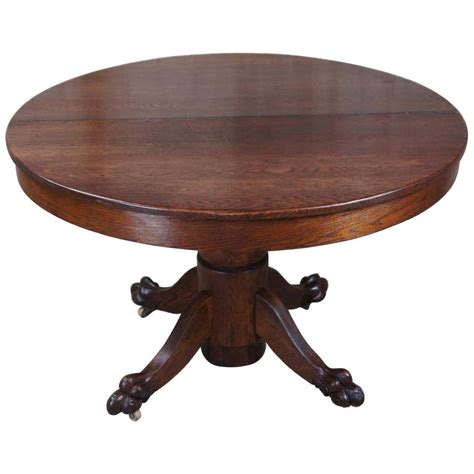Antique Late Victorian Round Oak Claw Foot Pedestal Dining Table At 1stdibs