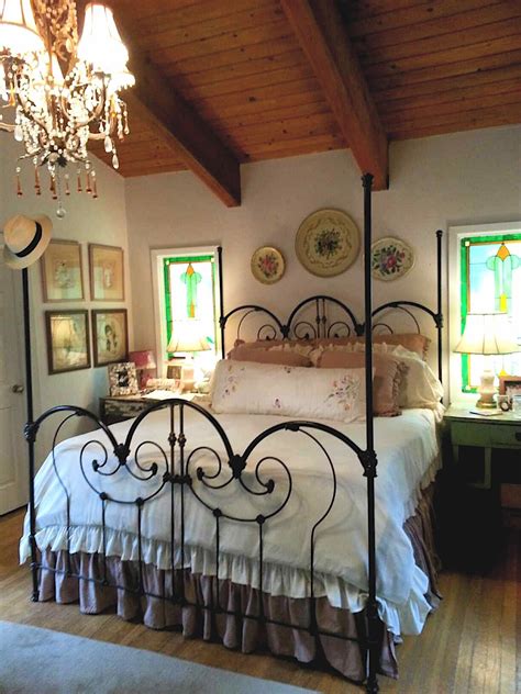 Wrought iron bed frames vintage. Antique iron bed and stained glass windows | Iron bed ...