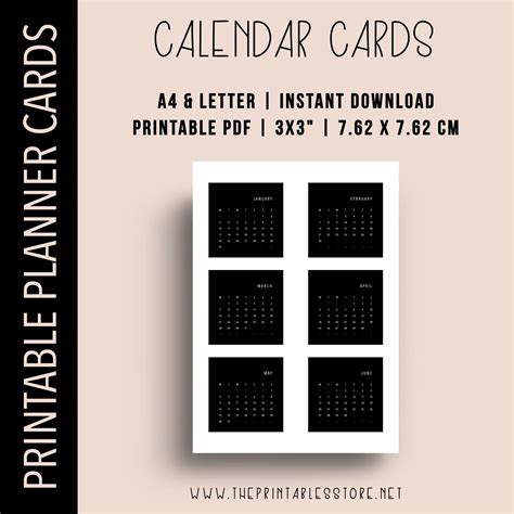 Mini Calendar 2022 Calendar Cards Printable Mini Desk Etsy