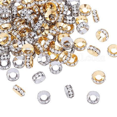 Shop Olycraft 100pcs 10mm Crystal Rhinestone Spacer Beads Silver And Gold