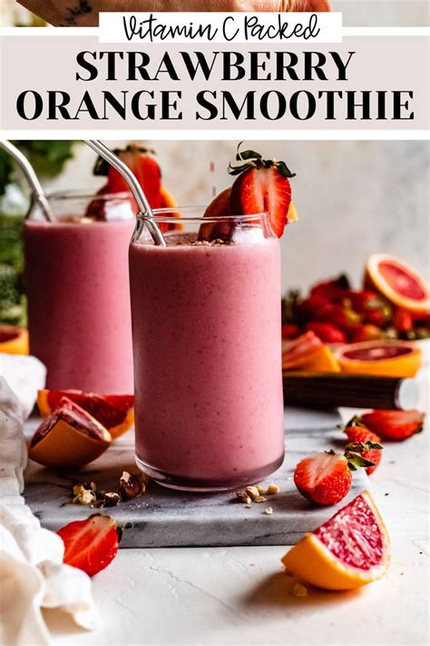 Immune Boosting Strawberry Orange Smoothie Vegan Protein Packed