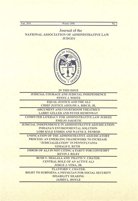 Journal Of The National Association Of Administrative Law Judiciary