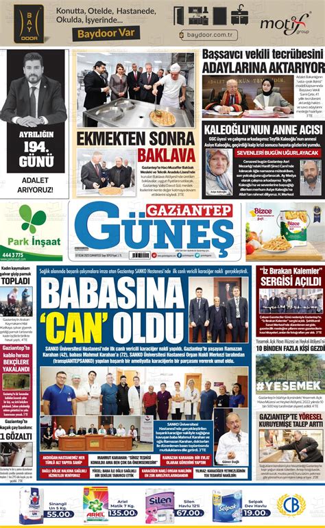 07 Ocak 2023 tarihli Gaziantep Güneş Gazete Manşetleri
