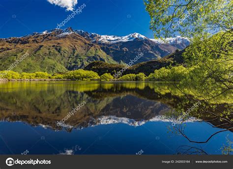Diamond Lake Aspiring National Park Wanaka New Zealand Seen Rocky Stock