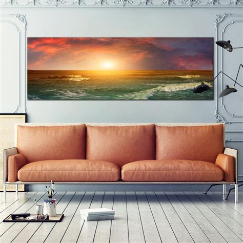 Panoramic Wall Art Of Seascape Scene Indian Ocean Sunset Large Artwork