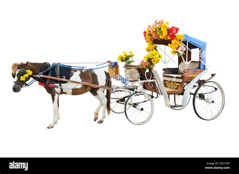 Horse Carriages Isolated On White Background Stock Photo Alamy