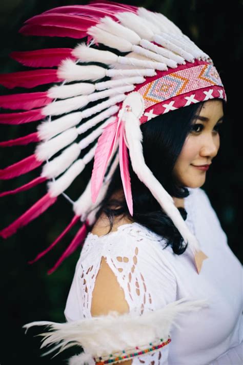 Native American Indian Style Faux Fur Feather Headdresses Etsy