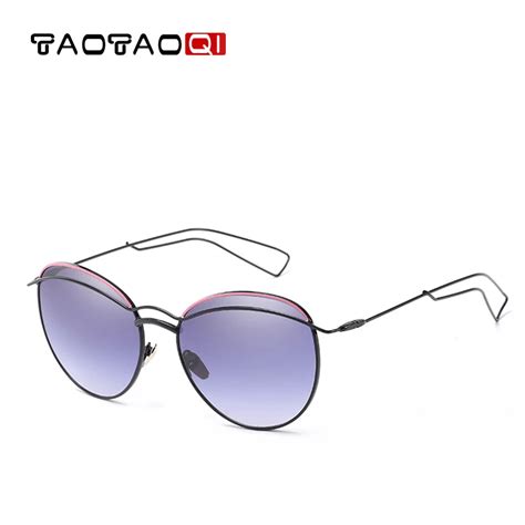 taotaoqi luxury sunglasses women metal with round eyebrow shape brand designer fashion female