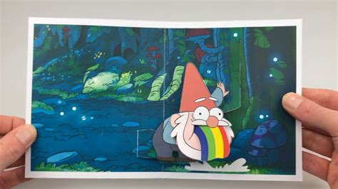 Gnome Puking Rainbows Gravity Falls Pop Up Card Final Version With
