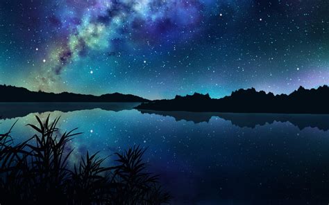 2880x1800 Amazing Starry Night Over Mountains And River Macbook Pro