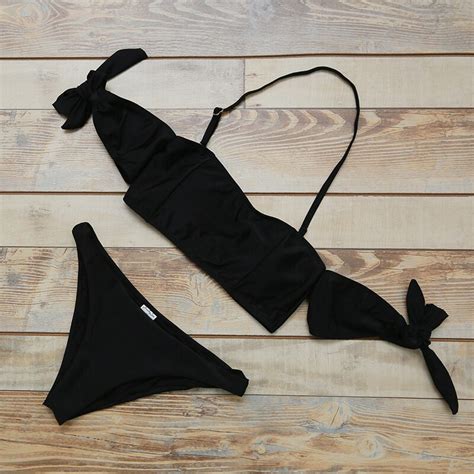 Mandm 2018 Off Shoulder Bikini Womens Beach Brazilian Solid Bikinis Set